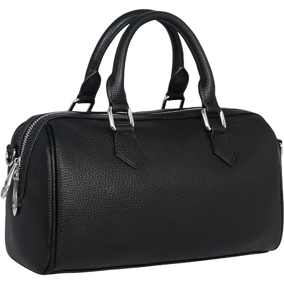 Heshe Women Black Leather Top Handle Satchel Tote Designer Cross Body Purse - Picture 1 of 11